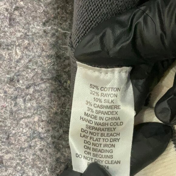 Boston Proper Gray and Cream Open Front  Asymmetrical Sweater with Accents M - Picture 4 of 4